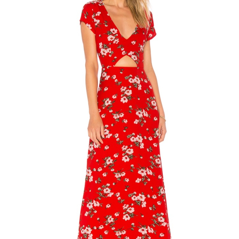 Floral maxi dress with cut outs & open back!